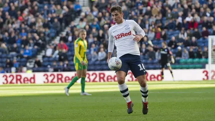 Framed Print : DK - PNE v West Brom, Ryan Ledson, Home Kit (4)