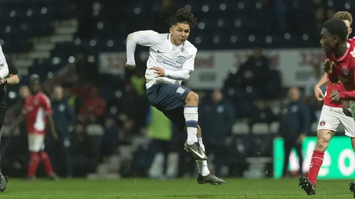 Framed Print : FA Youth Cup: Tyrhys Dolan in Action for Preston North End vs Charlton Athletic (Round 3, Deepdale)
