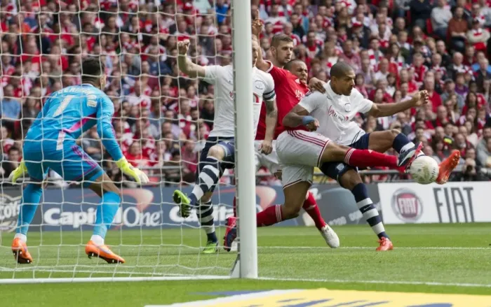 Framed Print : Thrilling Play-Off Showdown: Preston North End vs Swindon Town (May 2015) - The Exciting Final Match Action of the Championship Play-Offs