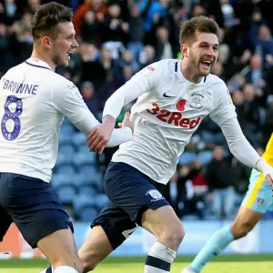 Preston North Ends Tom Barkuizen celebrates scoring his sides first goal