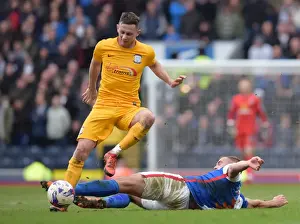 Blackburn Rovers V PNE, Saturday 2nd April, SkyBet Championship Prints: Action Moment: Tommy Spurr vs. Alan Browne in Sky Bet Championship Match - Blackburn Rovers vs