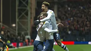 PNE V Brentford, Wednesday 24th October 2018 Prints: Callum Robinson can be seen jumping on the back of goalscorer Tom Barkhuizen