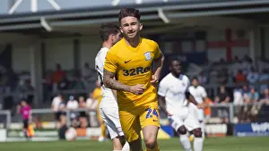 DK Flyde v PNE, Sean Maguire Goal Celebration yellow kit (1)
