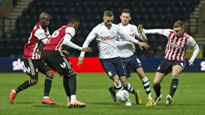 PNE V Brentford, Wednesday 24th October 2018 Prints: Louis Moult Takes On Three Defenders
