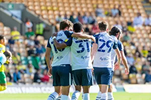 : Norwich v PNE Action 008 - Ryan Ledson, Scott Sinclair, Tom Barkhuizen, Celebration