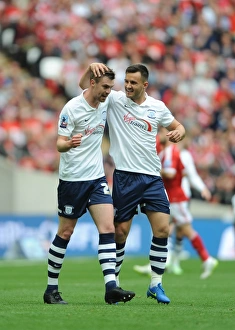 Celebration Prints: Paul Huntington And Bailey Wright Celebrate Second Goal