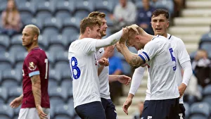 Pre-Season Prints: PNE v West Ham United Ryan Ledson, Tom Clarke, Tom Barkhuizen and Josh Earl, Home Kit