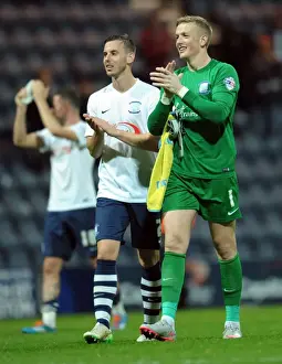 PNE V Watford, Tuesday 22nd August 2015, Capital One Cup Prints: Preston North End's Marnick Vermijl and Jordan Pickford Celebrate Upset Win Over Watford in Capital One Cup